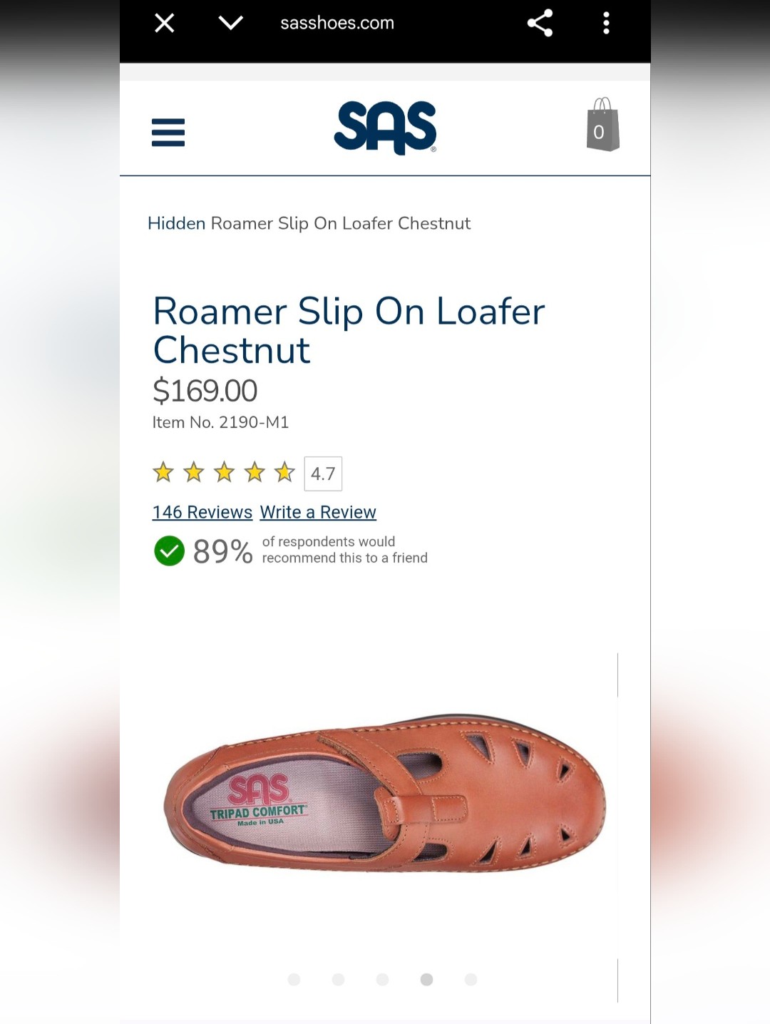 Sas Roamer Slip On Loafer In Chestnut Women Size 7 W